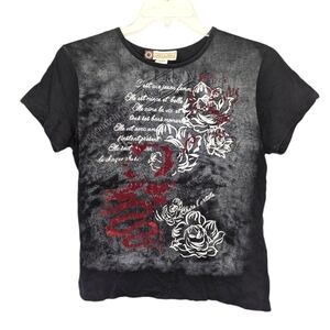 Y2K Joujou grunge floral rose French front AOP shirt 2000s vibe woman's 1x